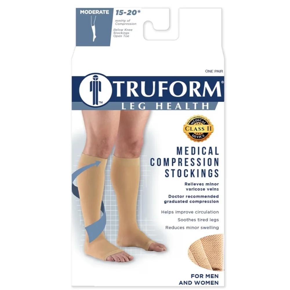 🚨 TruForm Leg Health Medical Compression Stockings Open Toe Men/Women - NIB